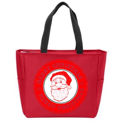 Merry Christmas Santa Claus Distressed Stamp of Approval Zip Tote Bag