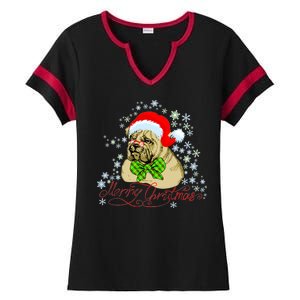 Merry Christmas Santa Pug Ladies Halftime Notch Neck Tee