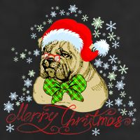Merry Christmas Santa Pug 7 Panel Mesh Trucker Snapback Hat