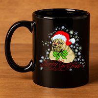 Merry Christmas Santa Pug 11oz C Handle Ceramic Mug