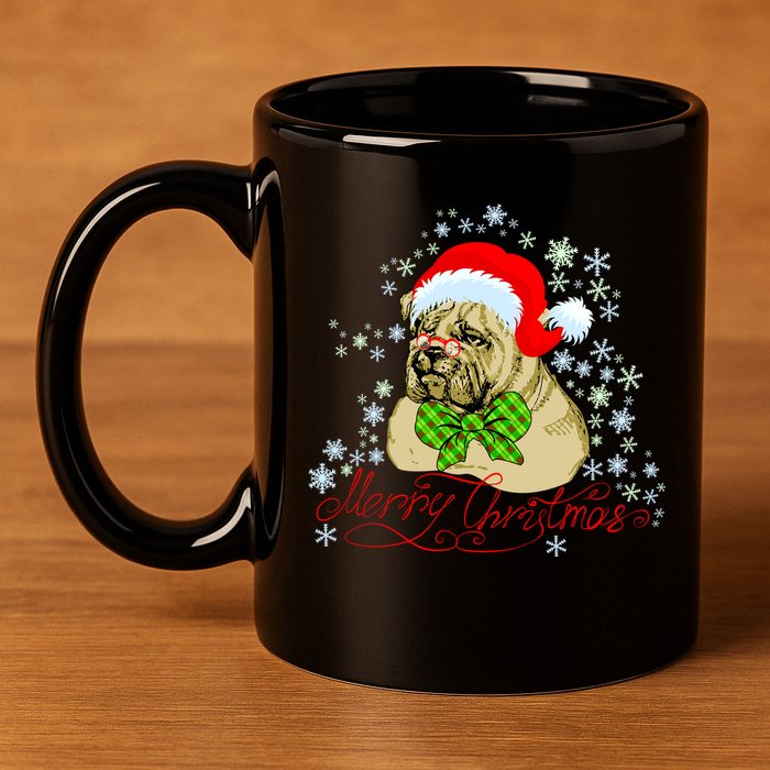 Merry Christmas Santa Pug 11oz C Handle Ceramic Mug
