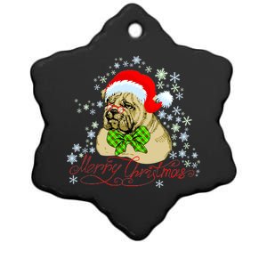 Merry Christmas Santa Pug Ceramic Star Ornament