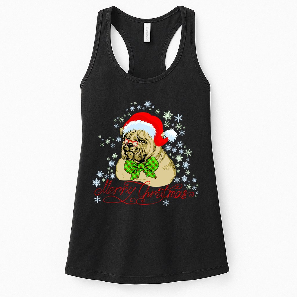 Merry Christmas Santa Pug Womens Tank Top