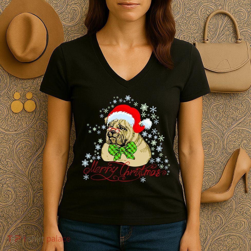 Merry Christmas Santa Pug Women's V-Neck T-Shirt