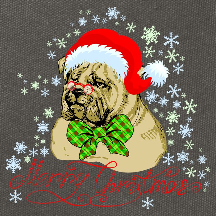Merry Christmas Santa Pug Cotton Canvas Backpack