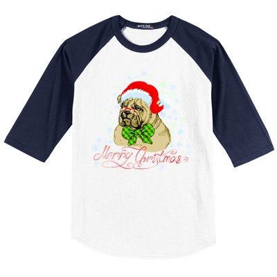 Merry Christmas Santa Pug Baseball Sleeve Shirt