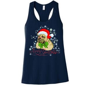 Merry Christmas Santa Pug Women's Racerback Tank