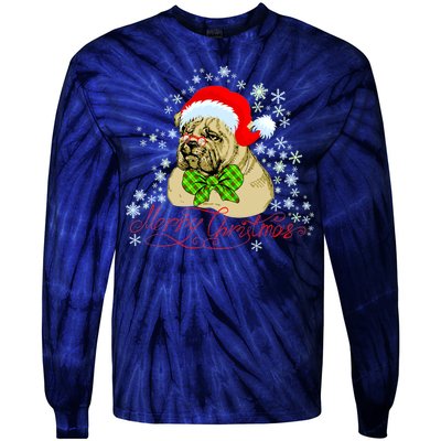 Merry Christmas Santa Pug Tie-Dye Long Sleeve Shirt