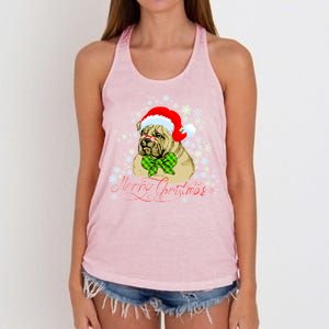 Merry Christmas Santa Pug Women's Knotted Racerback Tank