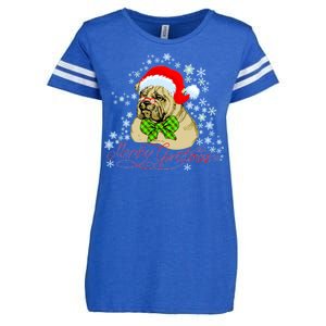 Merry Christmas Santa Pug Enza Ladies Jersey Football T-Shirt