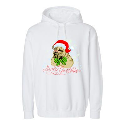 Merry Christmas Santa Pug Garment-Dyed Fleece Hoodie