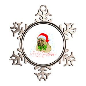 Merry Christmas Santa Pug Metallic Star Ornament