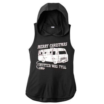 Merry Christmas Shitter Was Full Ladies PosiCharge Tri-Blend Wicking Draft Hoodie Tank