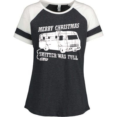 Merry Christmas Shitter Was Full Enza Ladies Jersey Colorblock Tee