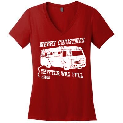 Merry Christmas Shitter Was Full Women's V-Neck T-Shirt