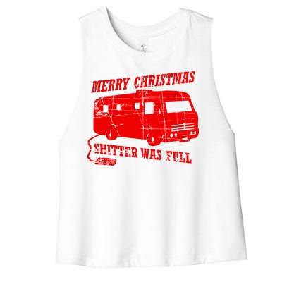 Merry Christmas Shitter Was Full Women's Racerback Cropped Tank