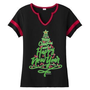 Merry Christmas Tree Ladies Halftime Notch Neck Tee