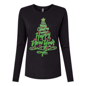 Merry Christmas Tree Womens Cotton Relaxed Long Sleeve T-Shirt