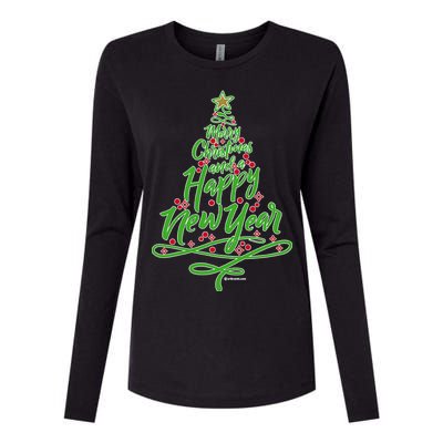 Merry Christmas Tree Womens Cotton Relaxed Long Sleeve T-Shirt