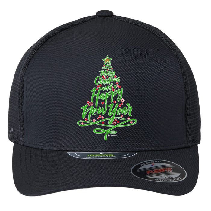 Merry Christmas Tree Flexfit Unipanel Trucker Cap