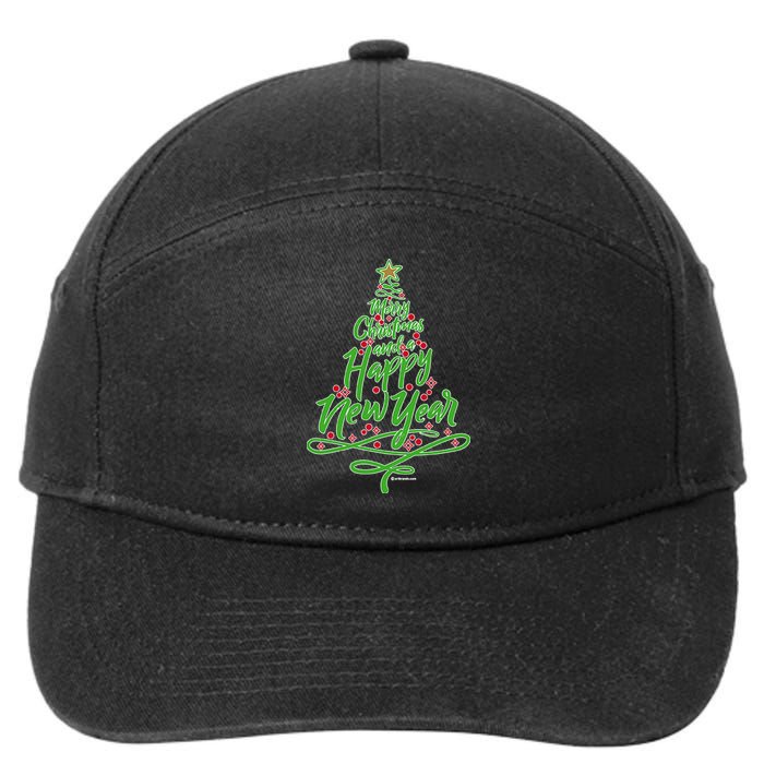 Merry Christmas Tree 7-Panel Snapback Hat