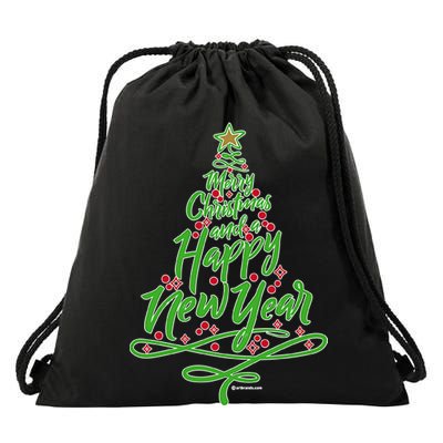 Merry Christmas Tree Drawstring Bag