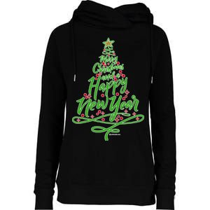 Merry Christmas Tree Womens Funnel Neck Pullover Hood