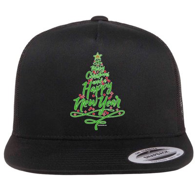 Merry Christmas Tree Flat Bill Trucker Hat