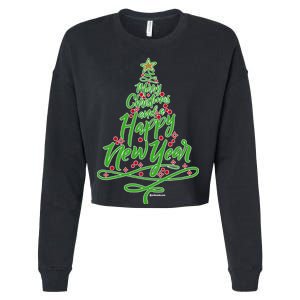 Merry Christmas Tree Cropped Pullover Crew