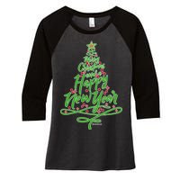 Merry Christmas Tree Women's Tri-Blend 3/4-Sleeve Raglan Shirt