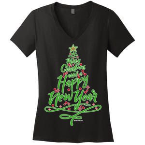 Merry Christmas Tree Women's V-Neck T-Shirt