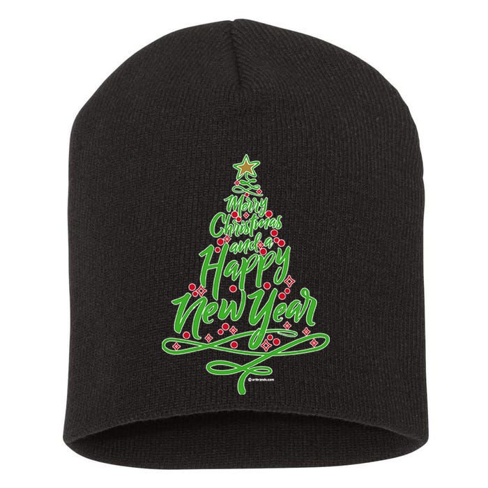 Merry Christmas Tree Short Acrylic Beanie