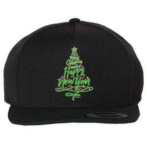 Merry Christmas Tree Wool Snapback Cap