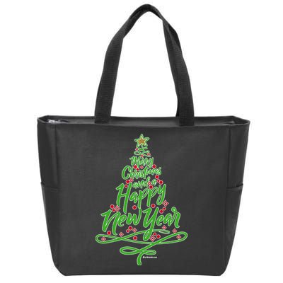 Merry Christmas Tree Zip Tote Bag