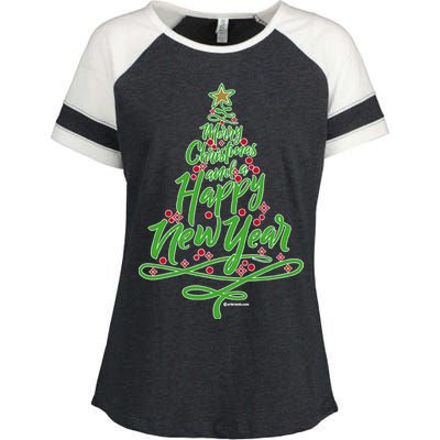 Merry Christmas Tree Enza Ladies Jersey Colorblock Tee