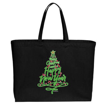 Merry Christmas Tree Cotton Canvas Jumbo Tote