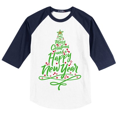 Merry Christmas Tree Baseball Sleeve Shirt