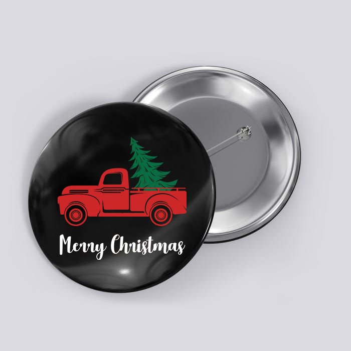 Merry Christmas Tree and Truck Button