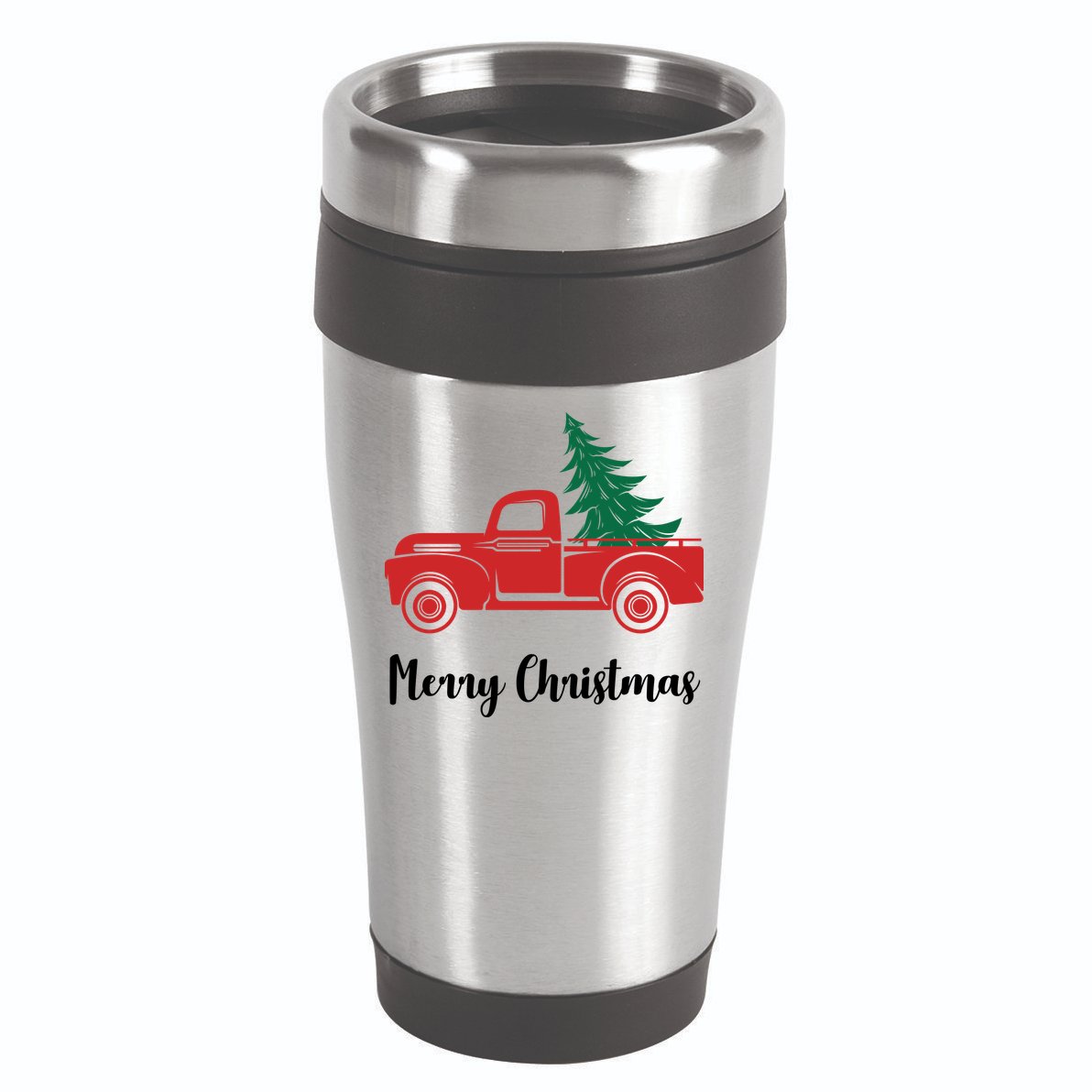 Merry Christmas Tree and Truck 16oz Travel Tumbler