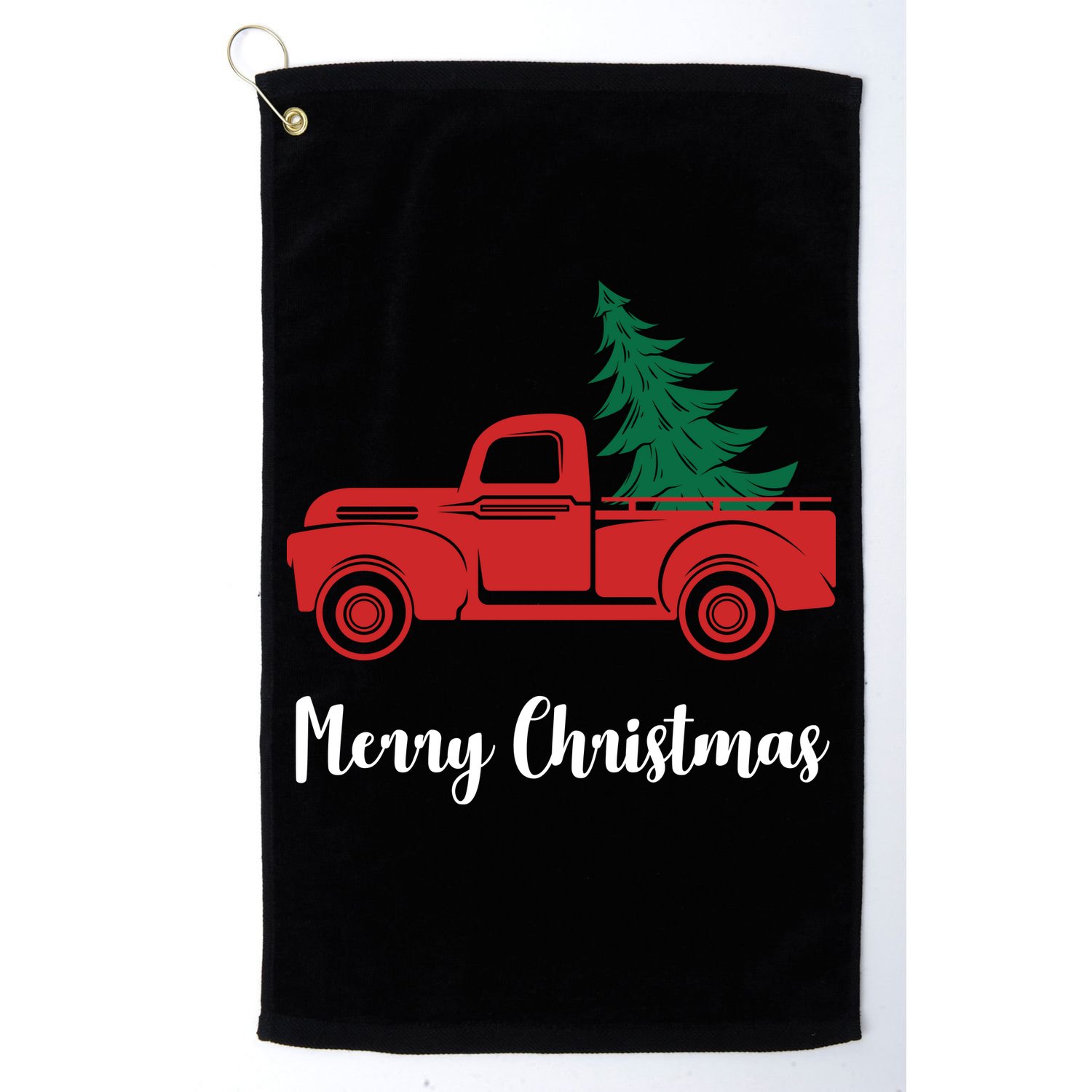 Merry Christmas Tree and Truck Golf Towel