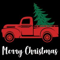 Merry Christmas Tree and Truck Womens T-Shirt