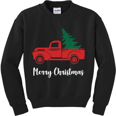 Merry Christmas Tree and Truck Kids Sweatshirt