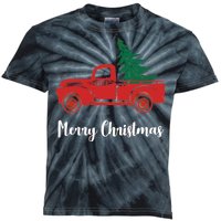 Merry Christmas Tree and Truck Kids Tie-Dye T-Shirt