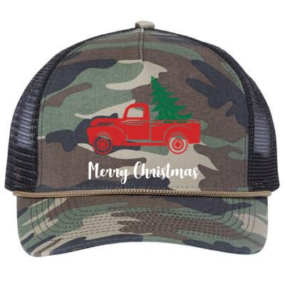 Merry Christmas Tree and Truck Retro Rope Trucker Hat Cap