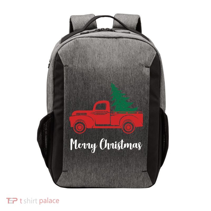 Merry Christmas Tree and Truck Vector Backpack