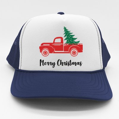 Merry Christmas Tree and Truck Trucker Hat