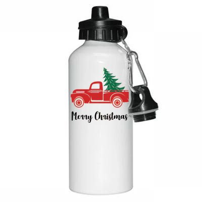 Merry Christmas Tree and Truck Aluminum Water Bottle