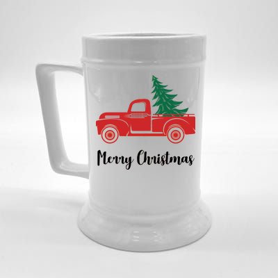 Merry Christmas Tree and Truck Beer Stein