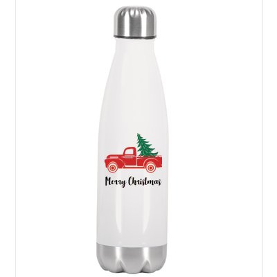 Merry Christmas Tree and Truck Stainless Steel Insulated Water Bottle