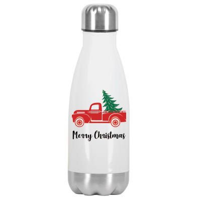 Merry Christmas Tree and Truck Stainless Steel Insulated Water Bottle